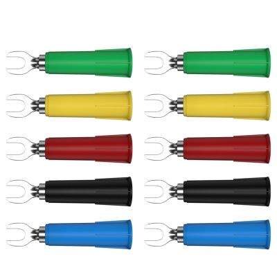 10PCS 4MM U&Y Type Harpoon Plug 4MM Banana Socket Female Banana Plug Electrical Connector J.20018 (Color : 5 red 5 Black)