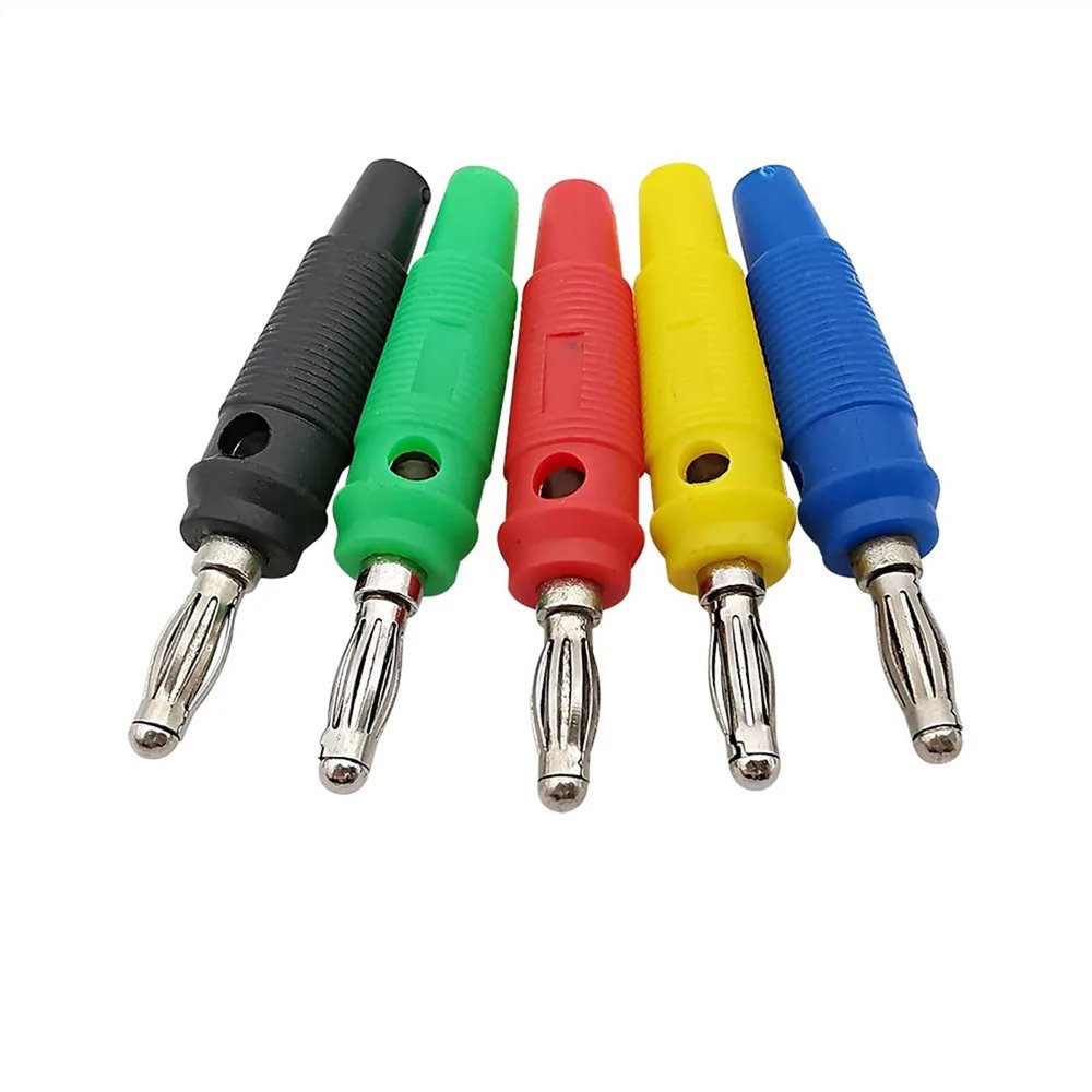 10Pcs 4mm Banana Plug Side Stackable Connector Red Green Blue Yellow Black 4mm Banana Plugs Cable Wire Connectors (Color : 5 Red 5 Black)