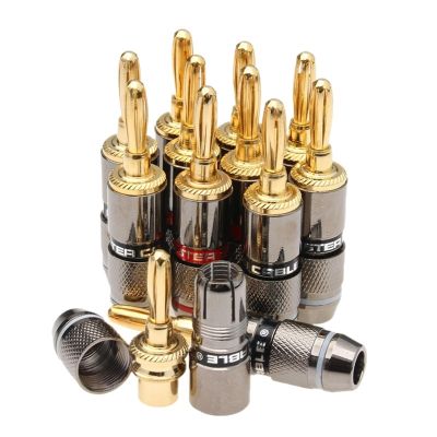 12PCS Banana Plug Gold Plated Banana Male Wire Connector Speaker Plug Connector Audio Video Loudspeaker Amplifier Adapter