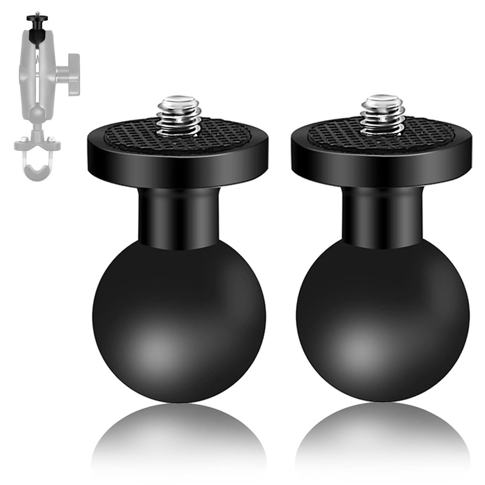 2PC Aluminum Alloy 1" Ball Mount Adapter with 1/4"-20 Threaded Stud for Insta360 One X3, X2, X, R, RS, GoPro, DJI OSMO Action Camera ,Compatible with RAM Ball Head Mounts B Size Double Socket Arm