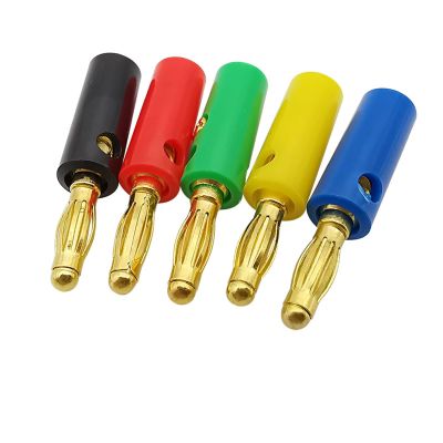 10Pcs/lot Gold Plated 4mm Banana Plug Solderless Screw Audio Speaker Wire Cable 4 mm Pin Banana Male Plugs Connectors 5 Colors (Color : 10 Red)