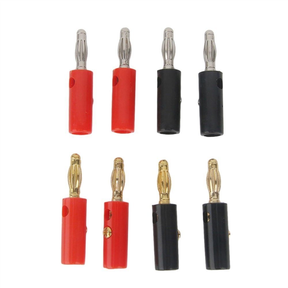 10pcs Audio Speaker Screw Banana Gold Plate Plugs Connectors 4mm Black Red Golden (Color : 5pcs Black Golden)