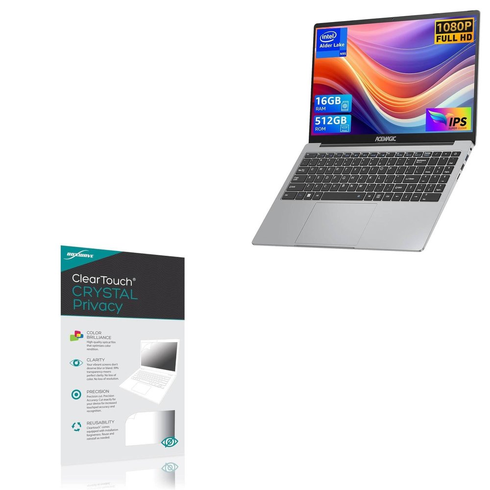 BoxWave Screen Protector Compatible with ACEMAGIC AX15 Windows 11 Laptop (15.6 in) - ClearTouch Crystal Privacy (2-Pack), Privacy Screen Protector Flexible Film Clear
