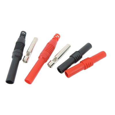1pair Insulated 4mm to 4mm Female Banana Plug Socket Coupler Connector Female Adapter Extension Insulated Black Red (Color : Type 1)