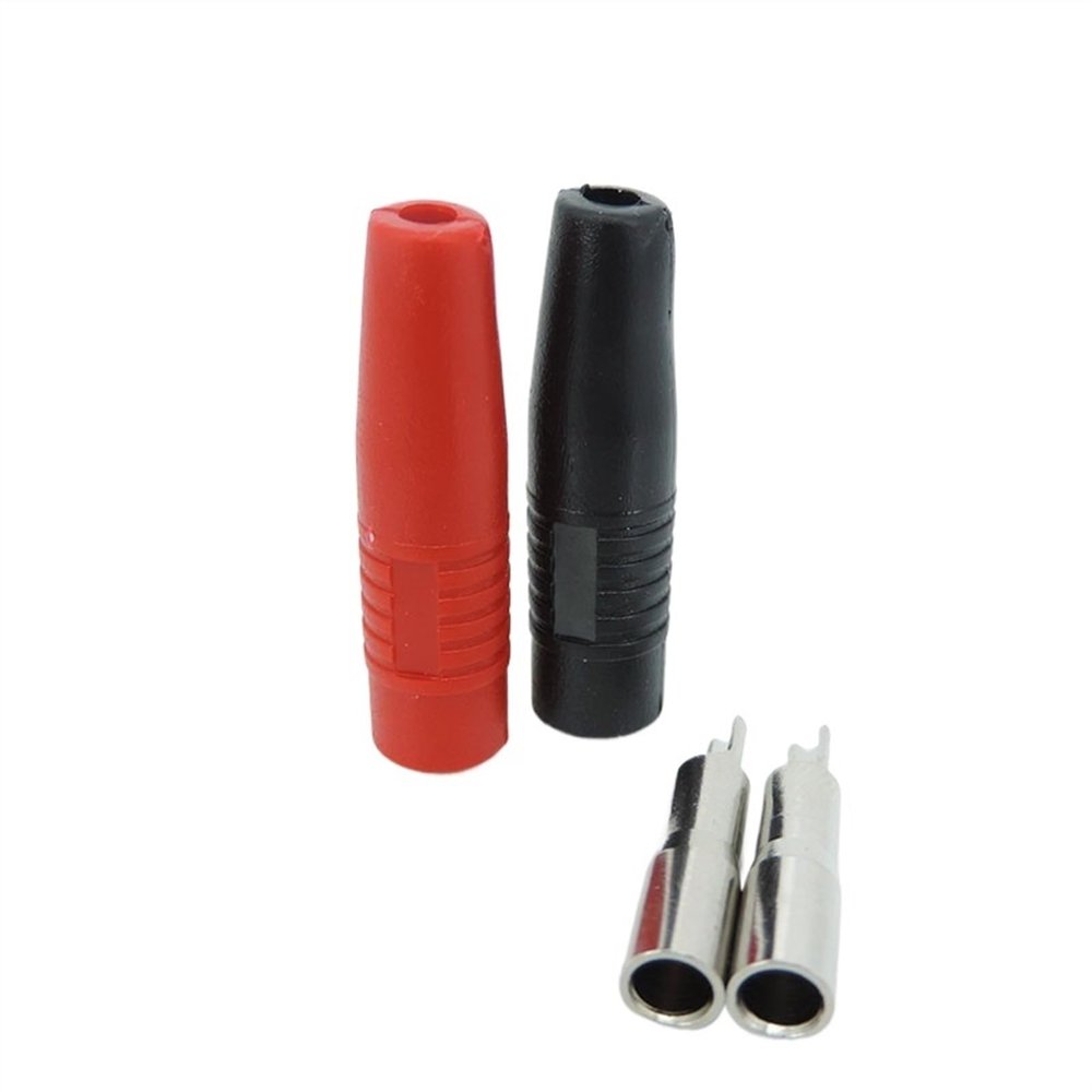 1pair or 5Pcs Brass 4mm Insulated Banana Female Socket Jack Plug Copper Wire Solder Cable Connector red and Black (Color : 1pair)