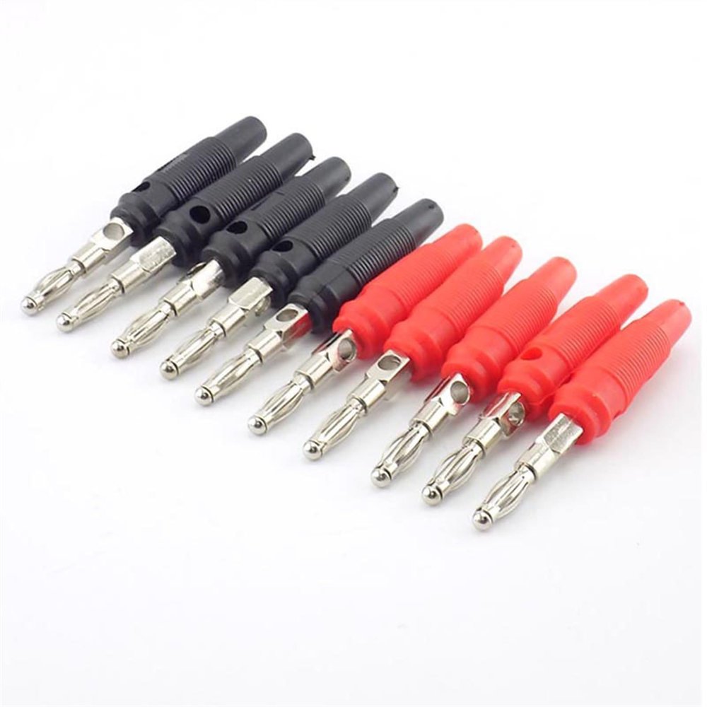 10pcs 4mm Banana Plug Connectors Red Black Solderless Side Stackable for Musical Speaker Video Audio Adapter (Color : 10pcs Black)