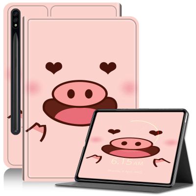AIRWEE Case for Samsung Galaxy Tab S6 Case 10.5 Inch 2019, Adjustable Stand Galaxy Tab S6 Case, PU Leather Cover with Auto Sleep/Wake for Samsung Tab S6 Case 10.5"" Tablet Case, Cute Pink Pig