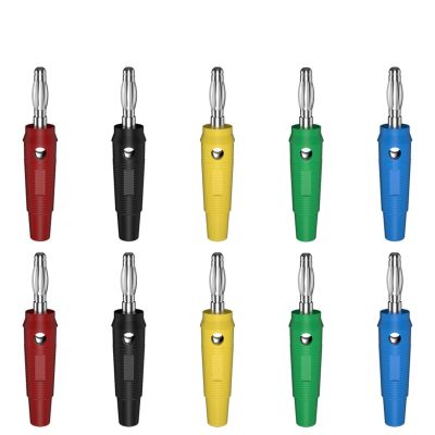 10PCS 4MM Banana Plug Copper High Current Insulated Shrouded Screw Fixing or Welding J.10018 (Color : 5 colorsx2)