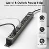 JUNNUJ Heavy Duty Power Strip Wall Mount,Long Power Strip,20 Amp Surge Protector 1200J Metal 8 Outlet Under Desk,Garage Mountable Power Bar Table Socket Industrial Outlets 6-20R T-Slot,6FT 12AWG view 3