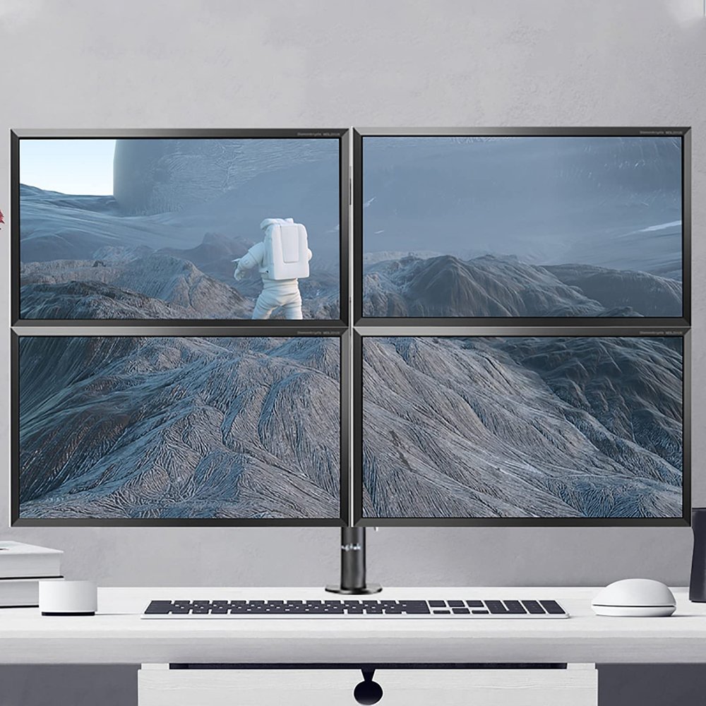 ELUKHT Four Screen Monitor Mount, Heavy-Duty Fully Adjustable Monitor Arm for Computer Screens, Monitor Stand Mount for 17 to 27 Inch Computer Screens