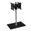 ELUKHT Dual Screen Monitor Desk Mount, Height Adjustable Desk Mount Stand with Tempered Glass Base, for 14-27 Inch Computer Screens view 1