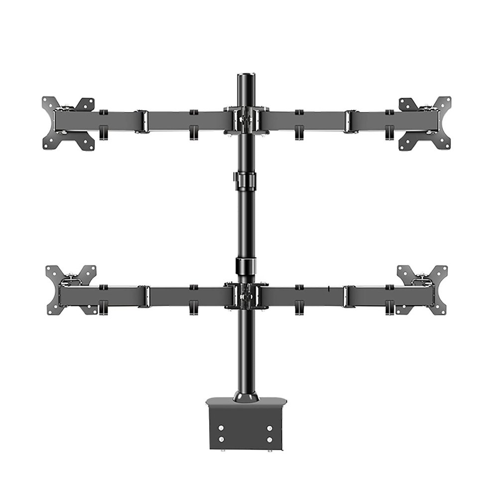 ELUKHT Four Screen Monitor Mount, Fully Adjustable Monitor Arm with Clamp Mounting Base, Monitor Stand Mount Fits 14 to 32 Inch LCD Computer Screens