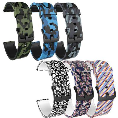 FitTurn Pattern Bands for Garmin Forerunner 165/165 Music/645/645 Music/245/245 Music/45/45s/35/55/158 Fitness Tracker for Women Men Replacement Silicone Bracelet Watch Bands Sport Strap Wristbands (SixColors-B)