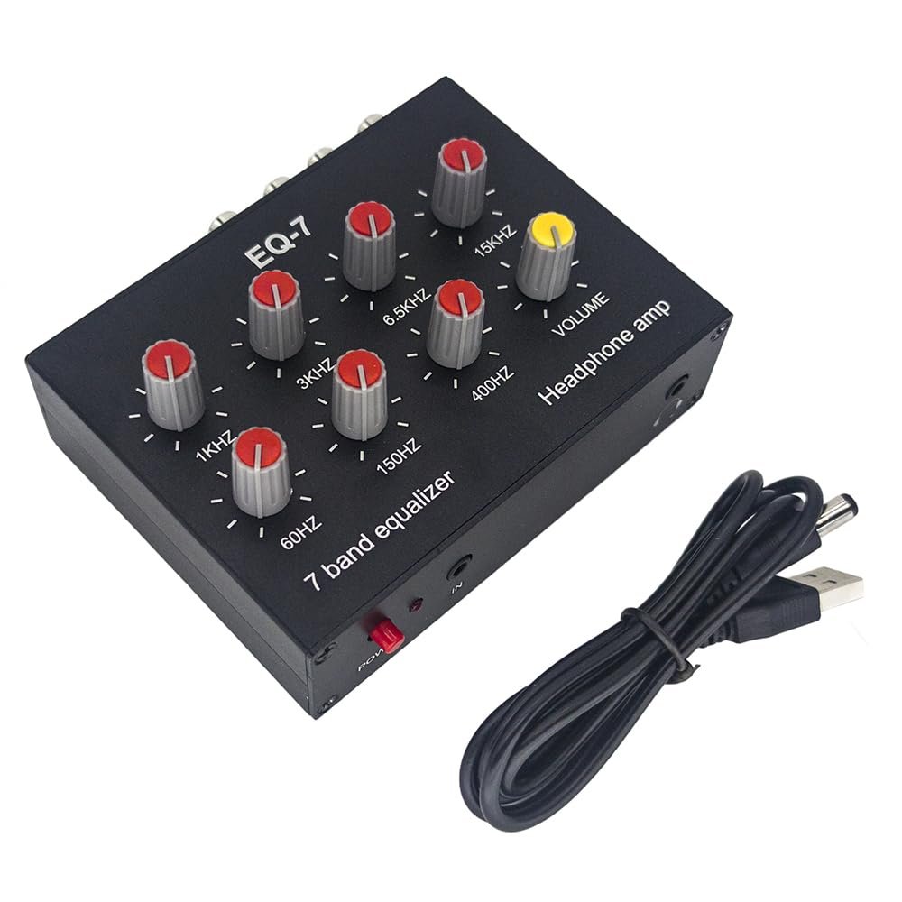 EQ-7 Audio Signal Headset Amplifier 7-Band EQ Equalizer 2 Channel Digital Sound Equalizer