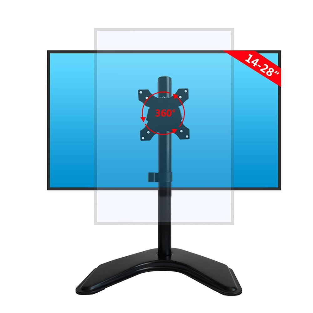 ELUKHT Single Monitor Stands Fits 13-32 Inch Screen, Height Adjustable Free Standing Monitor Stand with Beamline Management, 75x75 100x100 Mm