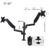 ELUKHT Double Monitor Mount Stand, Monitor Bracket for 17 to 32 Inch Monitor, Gas Spring Monitor Arm Holds Up to 17.6lbs/8kg Each, Fit 75x75/100x100mm view 2