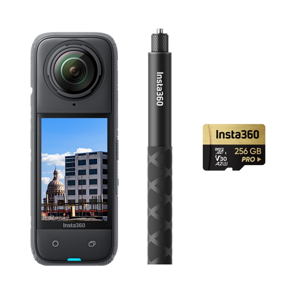 Insta360 X4 Construction Bundle - 360 Construction Camera, 8K30fps 360 HDR Video, 72MP Photo, 11K Timelapses, Supports DroneDeploy, OpenSpace, Cupix, Oculo, WhiteHelmet, Reconstruct, SoftRoid & More