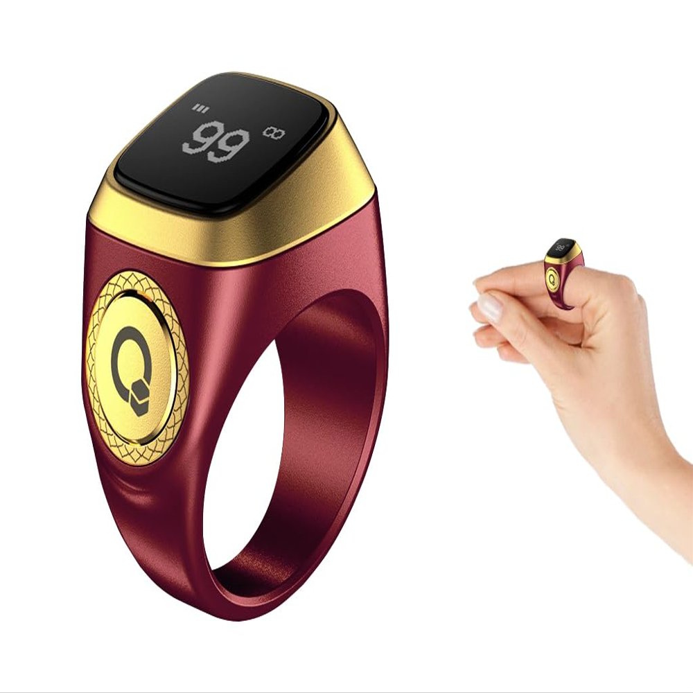 Anlising Smart Ring Counter, Smart Tasbih Zikr Ring, Muslim Islamic Prayer Smart Rings, Tasbih Counter Smart Ring, Tasbeeh Smart Counter, Digital Electronic Smart Tally Counter for Prayer(Brown, 20MM)