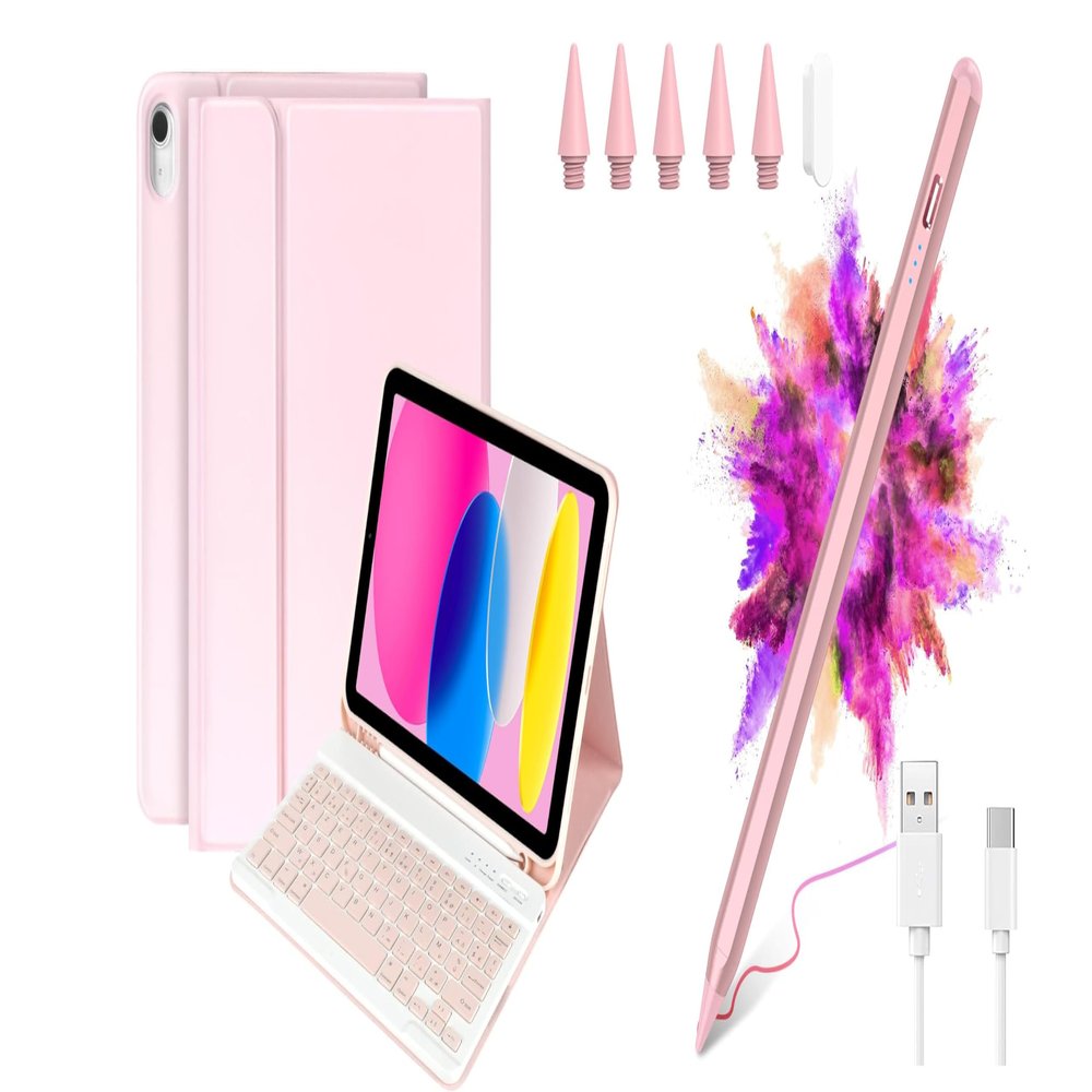 Apple Pencil & iPad 10th Generation Case with Keyboard(10.9",2022)(Only Compatible with 10th Generation 2022)-Keyboard Case with Pencil Holder,Detachable Bluetooth Keyboard Smart Case for iPad 10.9" 1