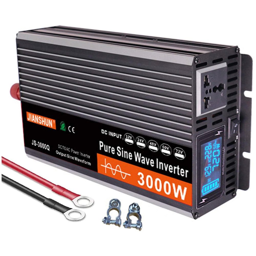 3000/4000/5000/6000w Pure Sine Wave Power Inverter,Dc 12/24/48/60v to Ac 110/220v Converter with LCD Display,for Travel,Camping,3000W-12Vto110V