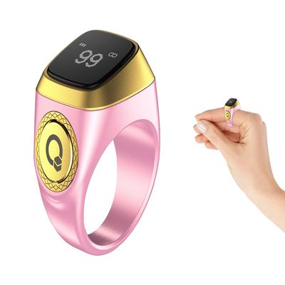 Anlising Smart Ring Counter, Smart Tasbih Zikr Ring, Muslim Islamic Prayer Smart Rings, Tasbih Counter Smart Ring, Tasbeeh Smart Counter, Digital Electronic Smart Tally Counter for Prayer (Pink, 20MM)