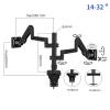 ELUKHT Dual Monitor Desk Mount Stand, Full Motion Gas Spring Dual Monitor Desk Mount, Double Computer Monitor Mount Stand Fits 2 Screens 14 to 32 Inch view 2