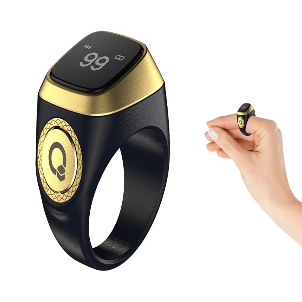 Anlising Smart Ring Counter, Smart Tasbih Zikr Ring, Muslim Islamic Prayer Smart Rings, Tasbih Counter Smart Ring, Tasbeeh Smart Counter, Digital Electronic Smart Tally Counter for Prayer(Black, 18MM)