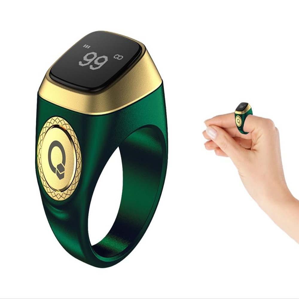 Anlising Smart Ring Counter, Smart Tasbih Zikr Ring, Muslim Islamic Prayer Smart Rings, Tasbih Counter Smart Ring, Tasbeeh Smart Counter, Digital Electronic Smart Tally Counter for Prayer(Green, 20MM)