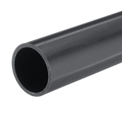 MECCANIXITY 1.6 Inch PVC Rigid Tube Round Pipe Tubing Hardware Tubing 34mm ID 40mm OD 20cm/8" Dark Grey High Impact for Water Pipe