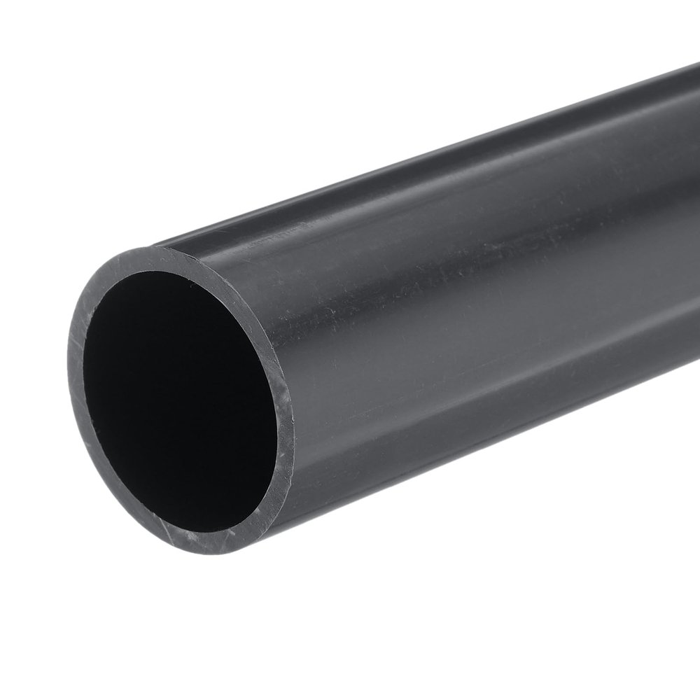 MECCANIXITY 1.6 Inch PVC Rigid Tube Round Pipe Tubing Hardware Tubing 34mm ID 40mm OD 20cm/8" Dark Grey High Impact for Water Pipe