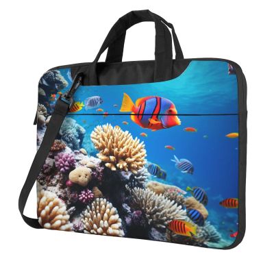 14 inch Laptop Tote Bag Men Women Ocean Tropical Fish Coral Shoulder Laptop Sleeve Briefcase Messenger Computer Bag