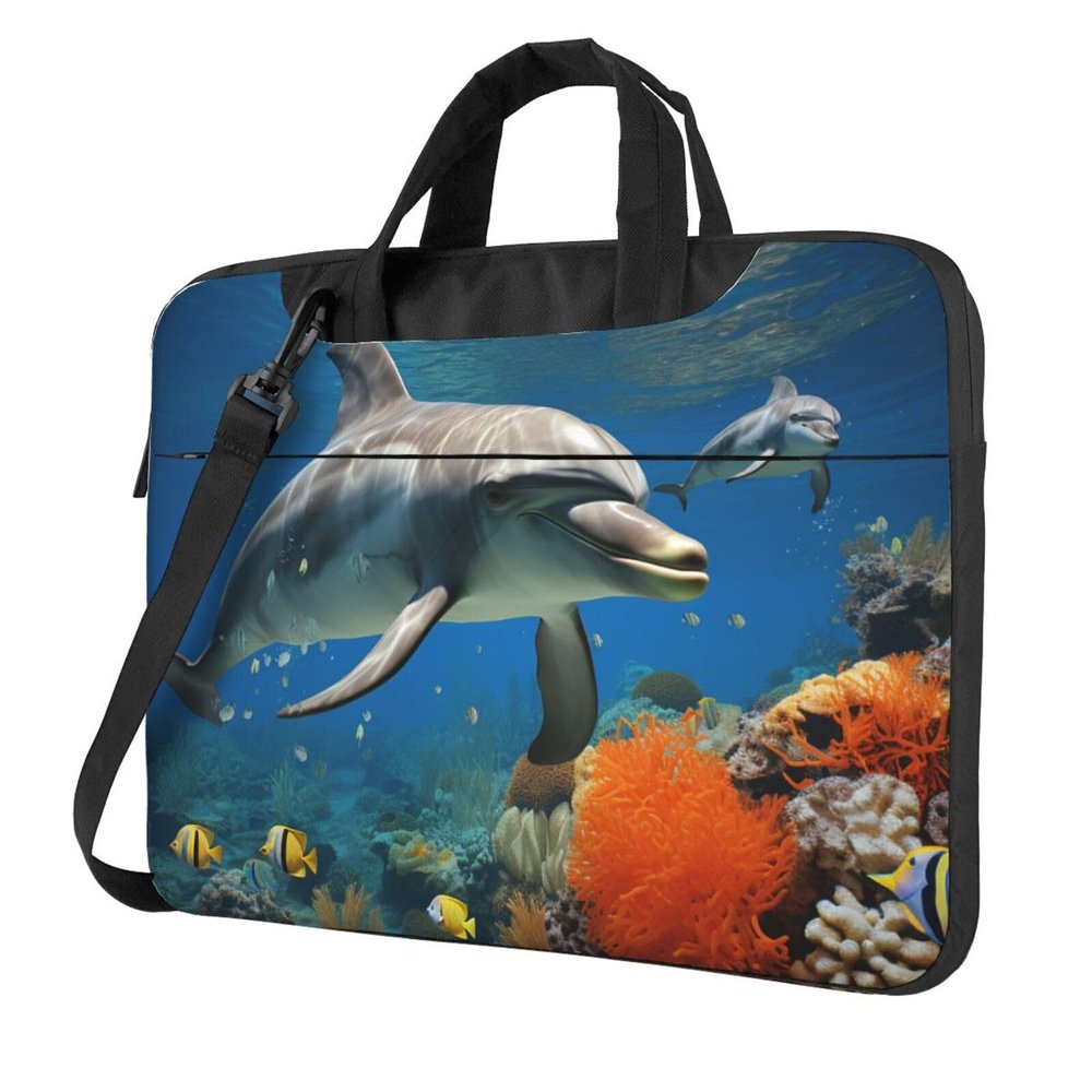 13 inch Laptop Tote Bag Men Women Dolphins Blue Shoulder Laptop Sleeve Briefcase Messenger Computer Bag