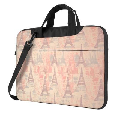 14 inch Laptop Tote Bag Men Women Soft Colors Eiffel Tower Pattern France Shoulder Laptop Sleeve Briefcase Messenger Computer Bag
