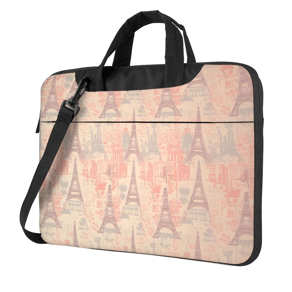14 inch Laptop Tote Bag Men Women Soft Colors Eiffel Tower Pattern France Shoulder Laptop Sleeve Briefcase Messenger Computer Bag