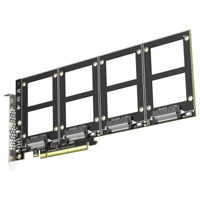 GLOTRENDS PU41 Quad U.2 to PCIe 4.0 X16 Adapter Without PCIe Bifurcation, Setup Soft U.2 SSD RAID via OS Tool, (PCIe Bifurcation Motherboard is Required)