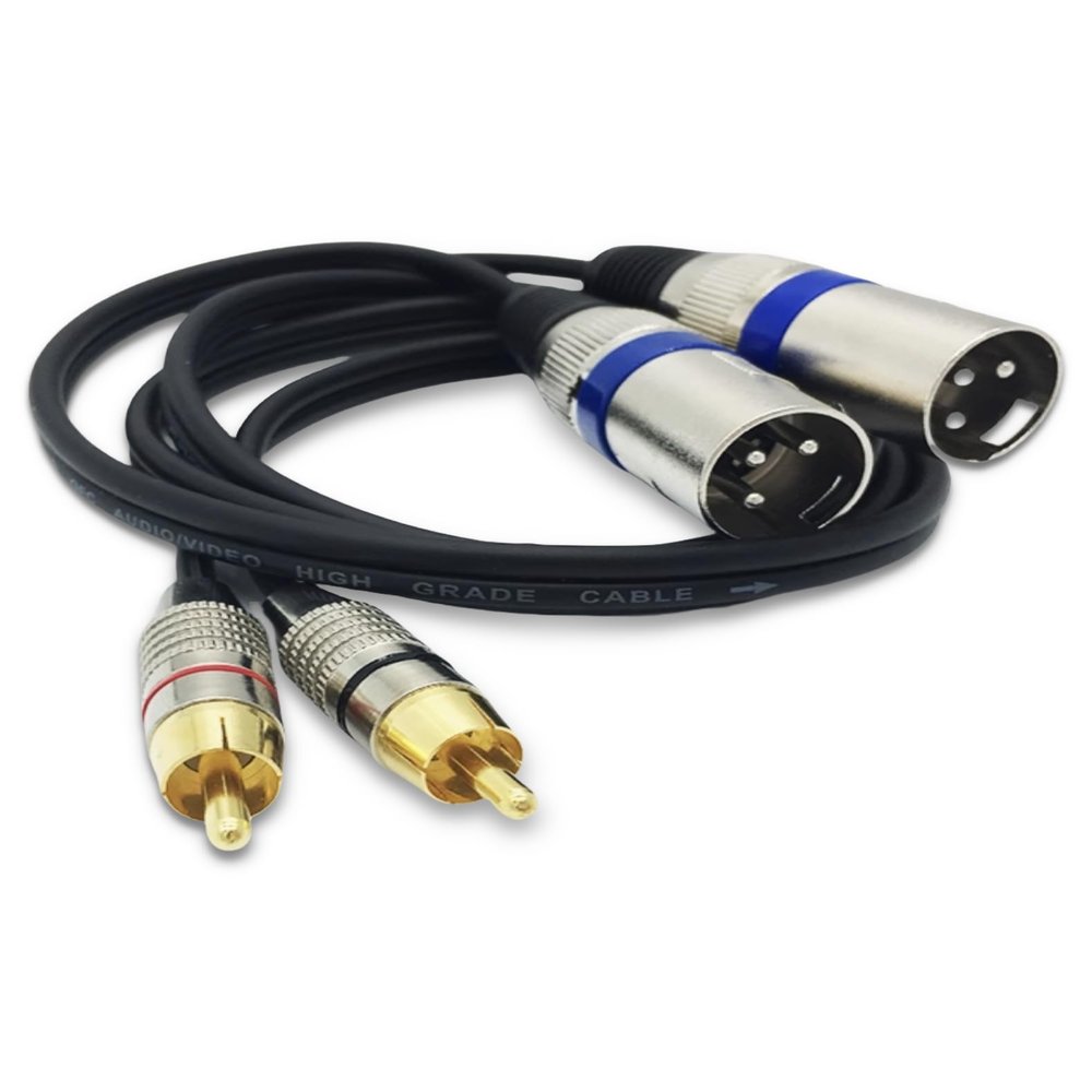 Awsyhom Dual RCA to Dual XLR Cable (5ft) - 2RCA Male to 2XLR Male Balanced Audio Cable with Gold-Plated Connectors for Professional Audio Systems