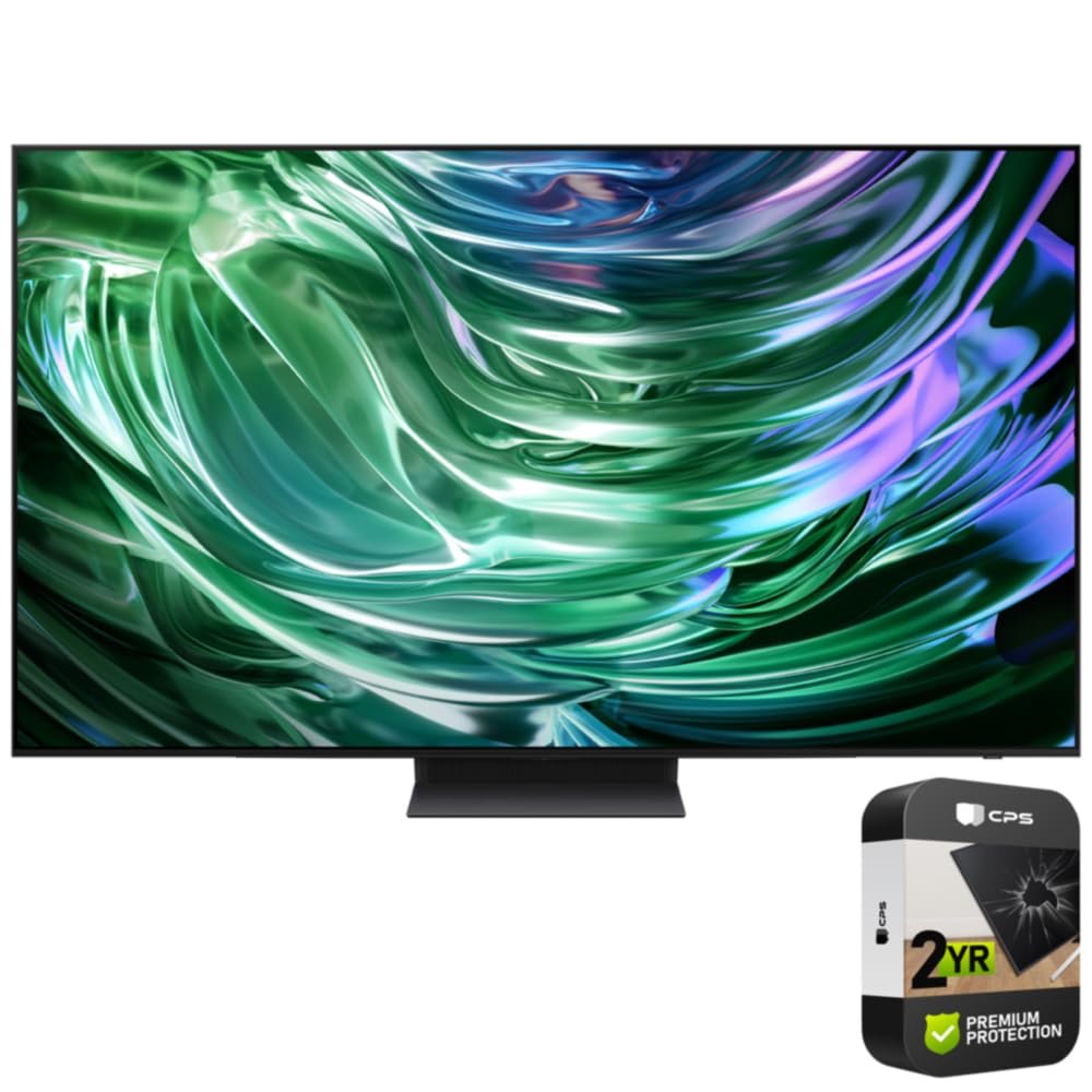 Samsung QN55S90DA 55 Inch OLED 4K Smart TV (2024) (Renewed) Bundle with 2 Year Enhanced Protection Pack