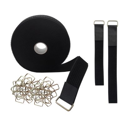 XORVIDN 16ft Long And 2 Inch Wide With 15 Metal BucklesAdjustable Fastening Cable Straps, Cut-to-Length Cinch Strap, Reusable Nylon Securing Cord Ties for Organizer or Storage, Black (2in x 16ft)