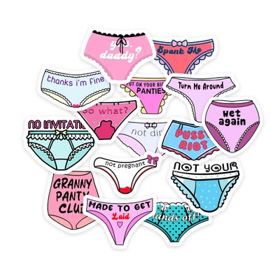 15Pcs Panties Vinyl Stickers Waterproof, Underwear Stickers, Feminist Stickers, Cute Girl Stickers, Cute Girl Stickers, Cool Girl Stickers for Laptops, Water Bottle, Guitar, Computer, Phone