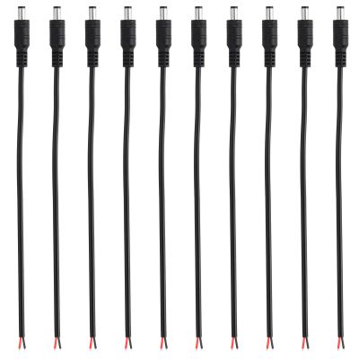 PATIKIL 10 Inch DC Power Cable, 20 Pcs 5.5mm x 2.1mm Barrel Plug Socket Cables DC Male Plug to Bare Wire Open Adapter for LED Strip, CCTV Camera
