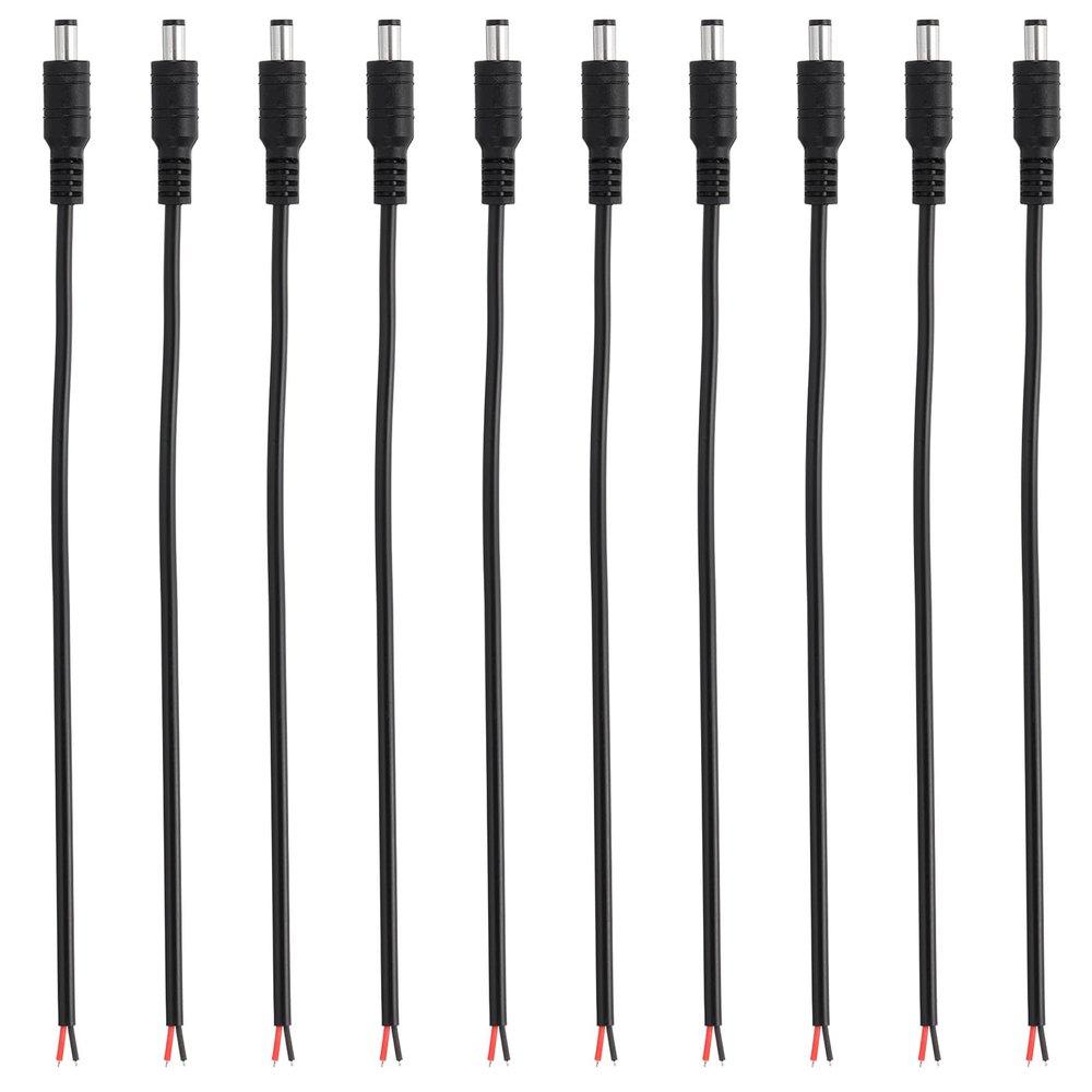 PATIKIL 10 Inch DC Power Cable, 20 Pcs 5.5mm x 2.1mm Barrel Plug Socket Cables DC Male Plug to Bare Wire Open Adapter for LED Strip, CCTV Camera