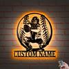 Decor Sign, Custom Softball Girl V1 Metal Wall Art With Led Lights, Personalized Player Name Metal Wall Decor, Softball Fan Decoration Hanging for Home view 1