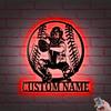 Decor Sign, Custom Softball Girl V1 Metal Wall Art With Led Lights, Personalized Player Name Metal Wall Decor, Softball Fan Decoration Hanging for Home view 3