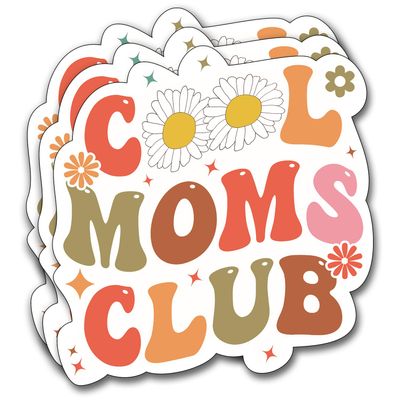 (3Pcs) Cool Moms Club Sticker, Decorate Books Laptop Phone Water Bottles Kindles Stickers Tumbler Sticker Waterproof Vinyl Decorate Sticker 3" Inch