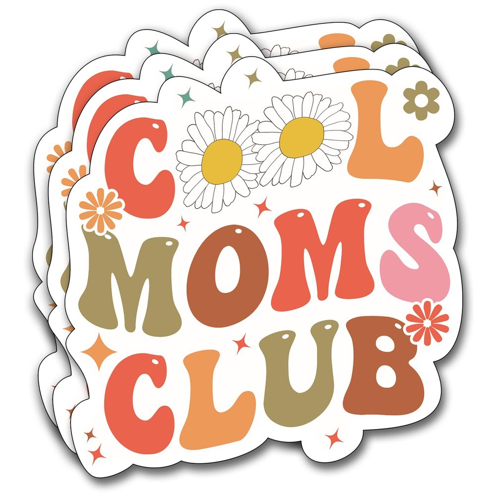 (3Pcs) Cool Moms Club Sticker, Decorate Books Laptop Phone Water Bottles Kindles Stickers Tumbler Sticker Waterproof Vinyl Decorate Sticker 3" Inch