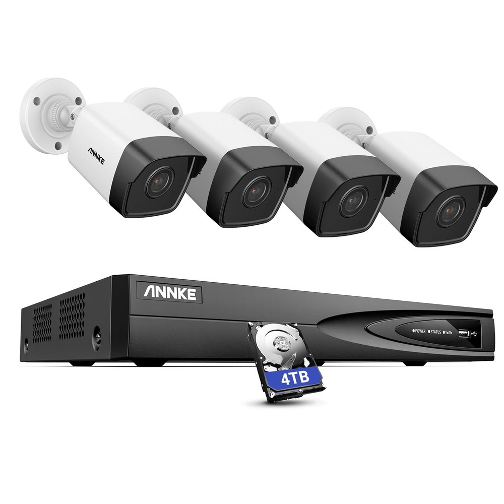 ANNKE 5MP Home Security Camera System, 12MP H.265+ NVR for 24/7 Reocrding, 2pcs 5MP 3K PoE IP Bullet Camera Wired, Human&Vehicle Detection, IP67 Weatherproof, Color Night Vision, 4TB HDD Included
