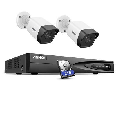 ANNKE 5MP Home Security Camera System, 12MP H.265+ NVR for 24/7 Reocrding, 2pcs 5MP 3K PoE IP Bullet Camera Wired, Human&Vehicle Detection, Color Night Vision, IP67 Waterproof, 2TB HDD Included