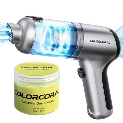 COLORCORAL 4-in-1 Car Vacuum - Handheld 16000Pa Brushless Motor Vacuum with Cleaning Gel for PC, Tablet, Phone