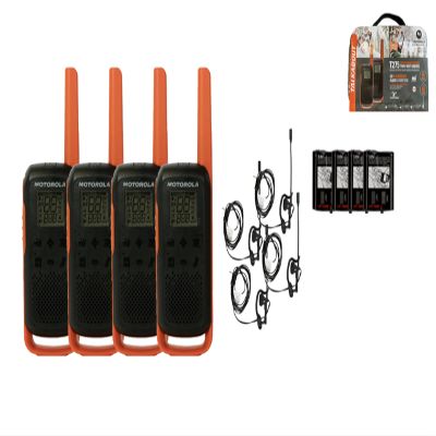 Motorola Solutions Talkabout T275, 4 Pack Walkie Talkies, Portable FRS Two Way Radios, Orange/Black 22 Channels License Free Boom Mic PTT Earpieces