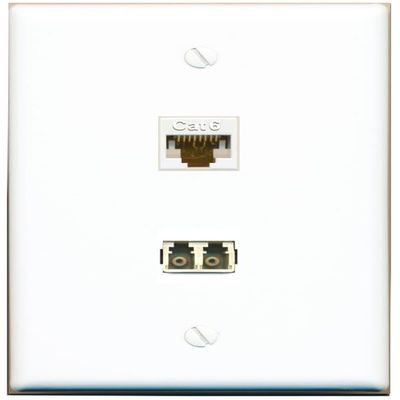 RiteAV CAT6 LC Multimode Fiber Duplex Wall Plate Flat/Solid [White]
